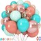 Hawaiian Balloons Set, Orange Teal Blue Light Green Chrome Rose Gold Confetti Latex Balloons (Pack of 60 12 Inch)